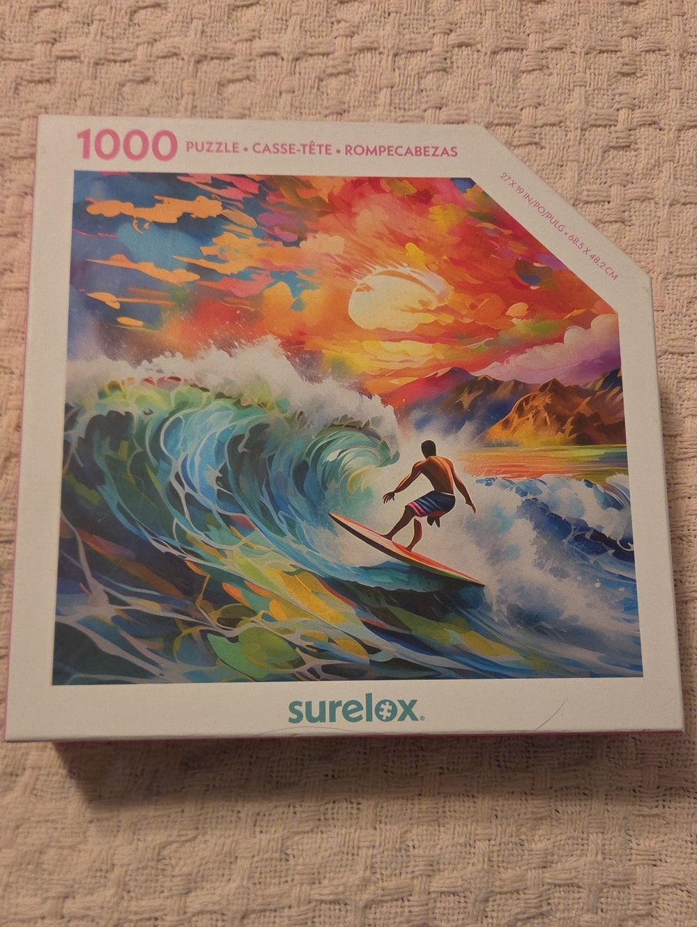 Surelox 1000-Piece Surfing Sunset Jigsaw Puzzle - Vibrant Multicolor